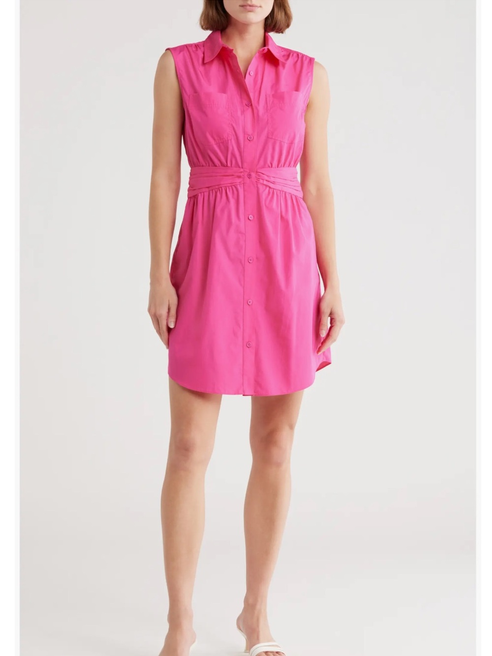 10 Crosby Derek Lam Sleeveless Button-Front Cora Dress in Magenta - Size 6